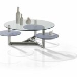 Table basse ronde Manhattan en verre avec 2 plateaux pivotants Meubles DUQUESNOY FRELINGHIEN NORD LILLE