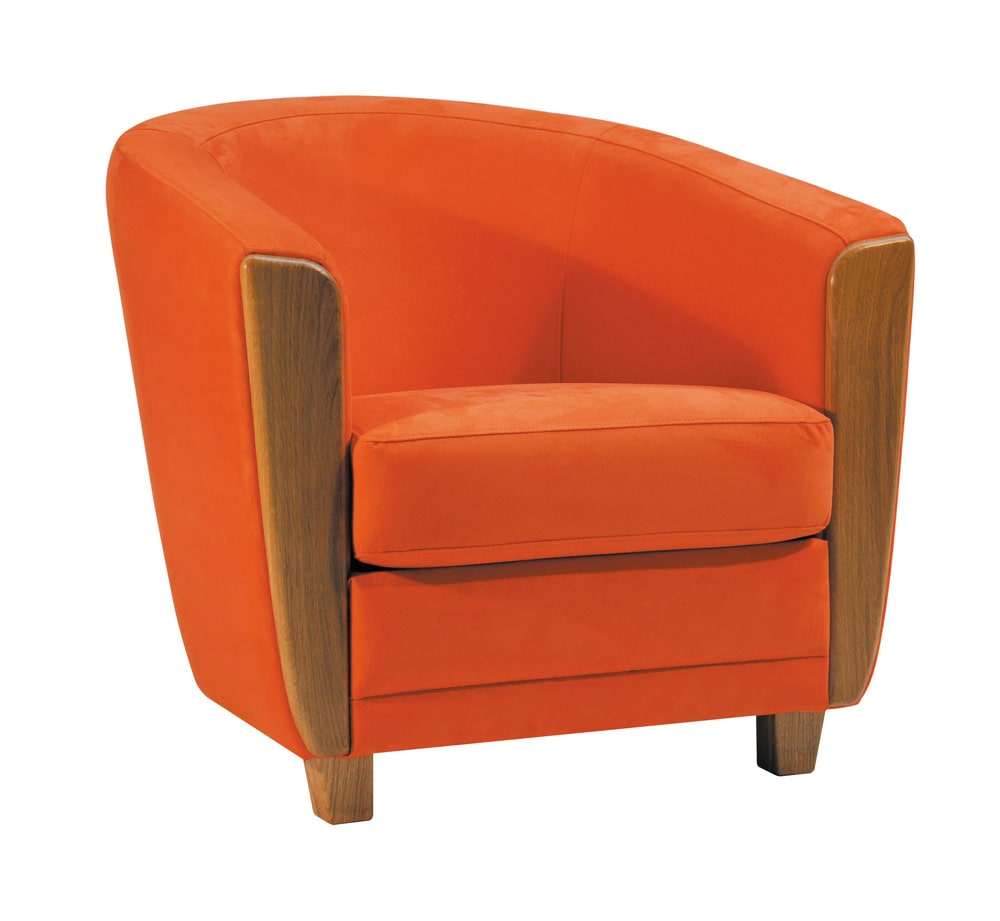 FAUTEUIL CELINO EN CUIR ET BOIS JACQUES LELEU MEUBLES DUQUESNOY FRELINGHIEN NORD LILLE ARMENTIERES