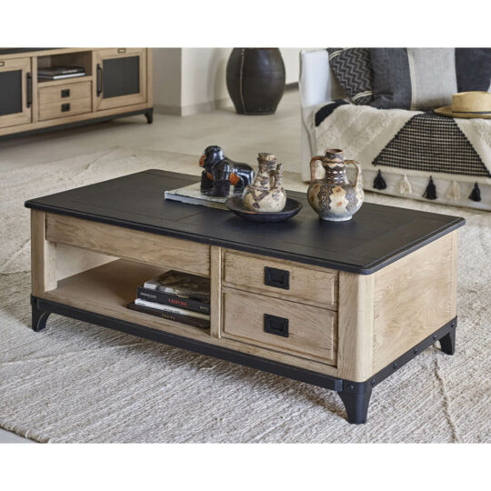 table basse collection indus ateliers de langres meubles en chêne massif meubles duquesnoy frelinghien nord lille armentieres