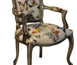 Fauteuil de style louis xv tissu papillon blanc meubels duquesnoy nord pas de calais