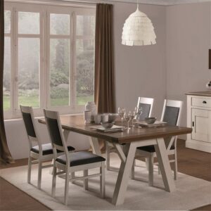 TABLE TRETAUX ROMANCE EN CHENE FABRICATION FRANCAISE ATELIERS DE LANGRES MEUBLES DUQUESNOY FRELINGHIEN NORD LILLE ARMENTIERES