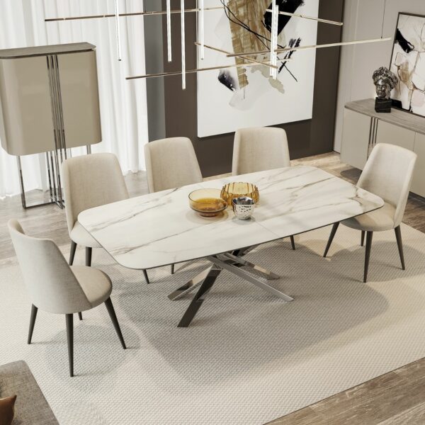 Table rectangulaire New york en dekton ou ceramique avec allonge en meubles duquesnoy frelinghien nord llille armentieres
