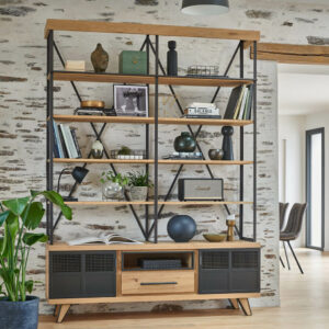 Bibliotheque style industriel Collection Galery Style industriel bois- metal chêne massif couture meubles Duquesnoy frelinghien nord lille armentieres