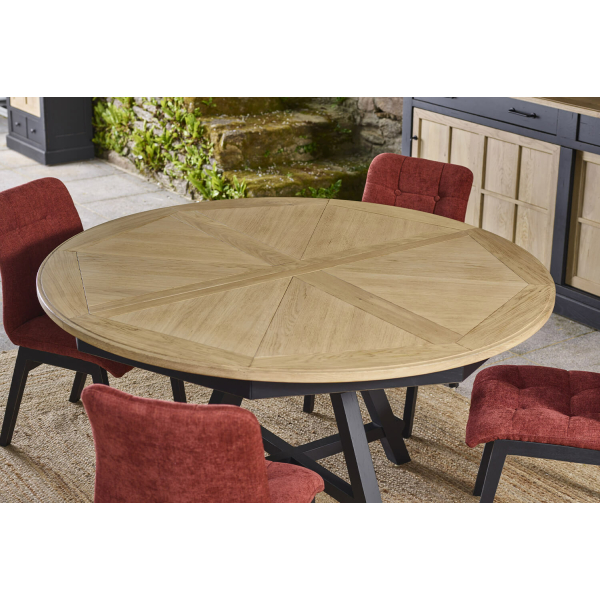 Table ronde avec rallonge Collection ODYSSEE chêne massif fabrication francaise ateliers de langres meubles Duquesnoy frelinghien nord lille armentieres