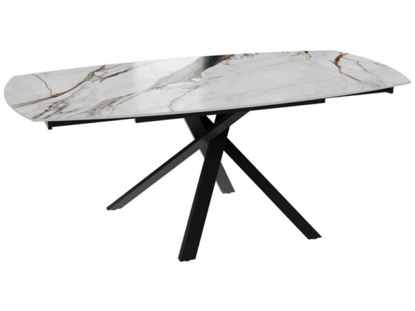 KHEOPS - Table repas plateau céramique 2 allonges escamotables pieds métal 7 coloris 2 tailles 120 ou 130 Meubles Duquesnoy Frelinghien nord lille armenetieres