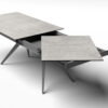 Table contemporaine PISA avec allonge de 60 cm en céramique ou dessus bois piétement métal meubles duquesnoy frelinghien nord lille armentieres