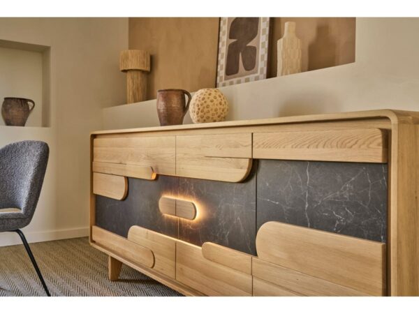 Buffet 4 portes ABSOLU meubles couture chêne massif -céramique MEUBLES DUQUESNOY FRELINGHIEN NORD LILLE ARMENTIERES BELGIQUE