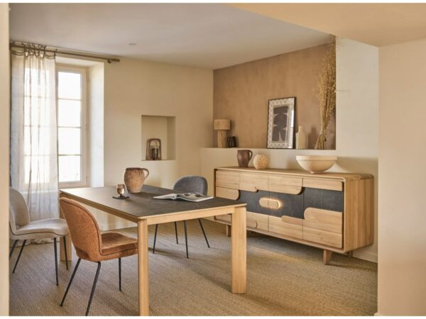 Buffet 4 portes . TABLE RECTANGULAIRE -ABSOLU meubles couture chêne massif -céramique MEUBLES DUQUESNOY FRELINGHIEN NORD LILLE ARMENTIERES BELGIQUE