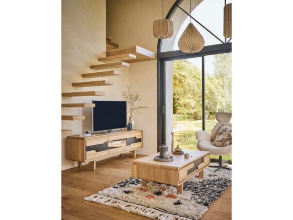 MEUBLE TV- TABLE BASSE -ABSOLU meubles couture chêne massif -céramique MEUBLES DUQUESNOY FRELINGHIEN NORD LILLE ARMENTIERES BELGIQUE