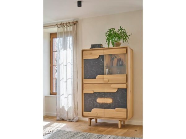 VITRINE -ABSOLU meubles couture chêne massif -céramique MEUBLES DUQUESNOY FRELINGHIEN NORD LILLE ARMENTIERES BELGIQUE