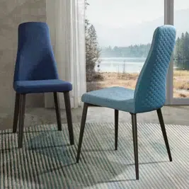 CHAISE CLARA TISSU -CUIR - PIEDS METAL EUROPEA FABRICATION ITALIENNE MEUBLES DUQUESNOY FRELINGHIEN NORD LILLE ARMENTIERES