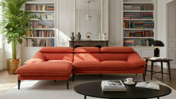 CANAPE FLAN CALIA FABRICATION ITALIENNE TISSU OU CUIR CHAISE LONGUE CANAPE 2 OU 3 PLAVES ANGLE MEUBLES DUQUESNOY FRELINGHIEN NORD LILLE ARMENTIERES