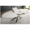 Table contemporaine ovale ELITIST avec allonge de 60 cm en céramique ou dessus bois piétement métal meubles duquesnoy frelinghien nord lille armentieres