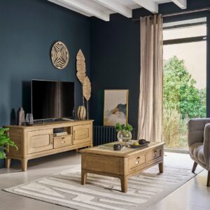 TABLE BASSE MEUBLE TV AMBIANCE JAZZ ARTCOPI CHENE MASSIF FABRICATION FRANCAISE MEUBLES DUQUESNOY FRELINGHIEN NORD LILLE ARMENTIERES