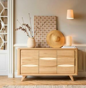 BUFFET 3 PORTES COLLECTION OLONNE MEUBLES COUTURES CHENE MASSIF - CÉRAMIQUE AVEC LEDS PERSONNALISABLE MEUBLES DUQUESNOY FRALINGHIEN NORD LILLE ARMENTIERES