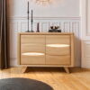 PETIT BUFFET 2 PORTES COLLECTION OLONNE MEUBLES COUTURES CHENE MASSIF - CÉRAMIQUE AVEC LEDS PERSONNALISABLE MEUBLES DUQUESNOY FRALINGHIEN NORD LILLE ARMENTIERES