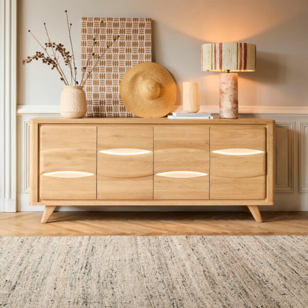 BUFFET 4 PORTES COLLECTION OLONNE MEUBLES COUTURES CHENE MASSIF - CÉRAMIQUE AVEC LEDS PERSONNALISABLE MEUBLES DUQUESNOY FRALINGHIEN NORD LILLE ARMENTIERES