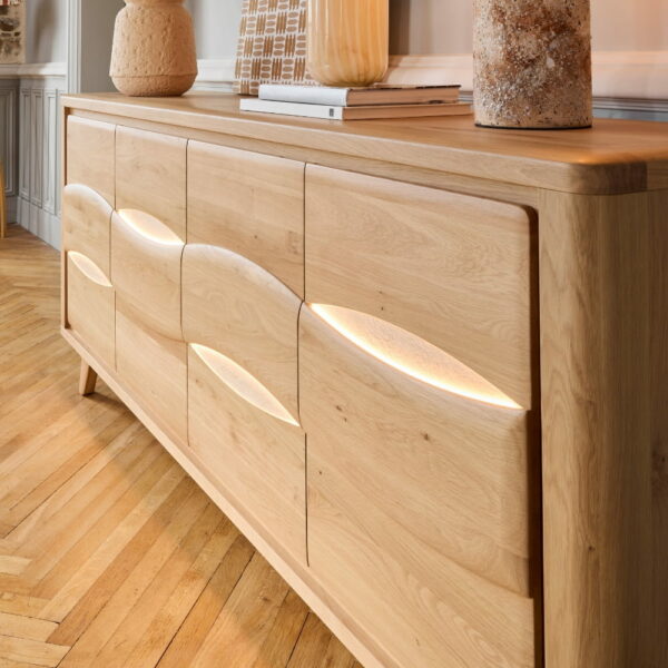 BUFFET 4 PORTES COLLECTION OLONNE MEUBLES COUTURES CHENE MASSIF - CÉRAMIQUE AVEC LEDS PERSONNALISABLE MEUBLES DUQUESNOY FRALINGHIEN NORD LILLE ARMENTIERES
