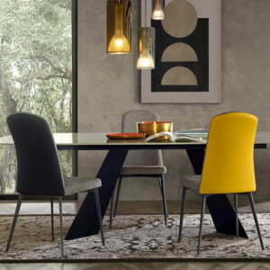 CHAISE ALBA EN TISSU OU CUIR DIFFERENTS COLORIS FABRICATION ITALIENNE EUROPEA MEUBLES DUQUESNOY FRELINGHIEN NORD LILLE ARMENTIERES