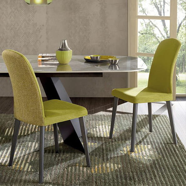 CHAISE ALBA EN TISSU OU CUIR DIFFERENTS COLORIS FABRICATION ITALIENNE EUROPEA MEUBLES DUQUESNOY FRELINGHIEN NORD LILLE ARMENTIERES
