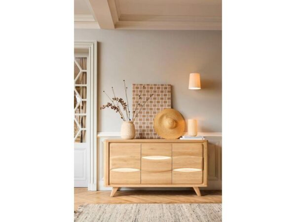 BUFFET 3 PORTES COLLECTION OLONNE MEUBLES COUTURES CHENE MASSIF - CÉRAMIQUE AVEC LEDS PERSONNALISABLE MEUBLES DUQUESNOY FRALINGHIEN NORD LILLE ARMENTIERES