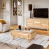 GRAND MEUBLE TV 3 PORTES COLLECTION OLONNE MEUBLES COUTURES CHENE MASSIF - CÉRAMIQUE AVEC LEDS PERSONNALISABLE MEUBLES DUQUESNOY FRALINGHIEN NORD LILLE ARMENTIERES
