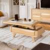 TABLE BASSE RELEVABLE COLLECTION OLONNE MEUBLES COUTURES CHENE MASSIF - CÉRAMIQUE AVEC LEDS PERSONNALISABLE MEUBLES DUQUESNOY FRALINGHIEN NORD LILLE ARMENTIERES