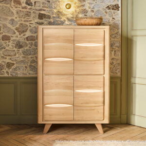 VITRINE PORTES PLEINES COLLECTION OLONNE MEUBLES COUTURES CHENE MASSIF - CÉRAMIQUE AVEC LEDS PERSONNALISABLE MEUBLES DUQUESNOY FRALINGHIEN NORD LILLE ARMENTIERES