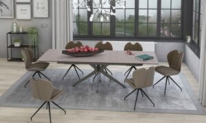 table de repas INFLUENCE pied metal dessus ceramique plusieurs teintes au choix akante meubles duquesnoy frelinghien verlinghem