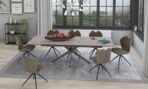 table de repas INFLUENCE pied metal dessus ceramique plusieurs teintes au choix akante meubles duquesnoy frelinghien verlinghem