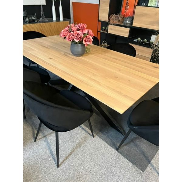 TABLE JACK CASTLE LINE RECTANGULAIRE EN CHENE PIETEMENT MIKADO METAL NOIR LONGUEUR 2 METRES MEUBLES DUQUESNOY DANS LE NORD ET BELGIQUE