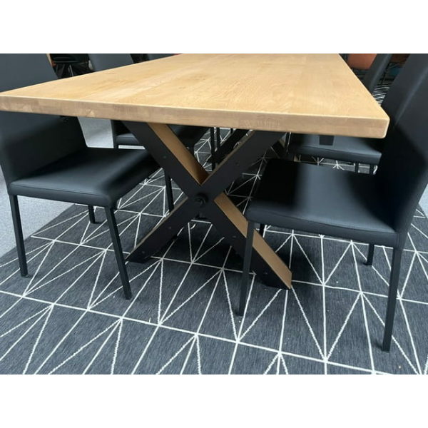 salle a manger hudson table pieds en x avec metal hudson pas cher 100% massif fabrication francaise meubles duquesnoy frelinghien nord lille armentieres